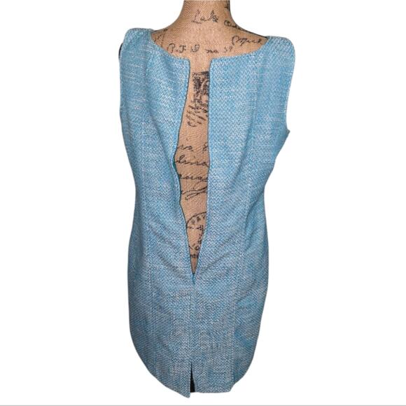 Talbots Blue Tweed Sleeveless Sheath Dress Size 14 P Petite - Picture 8 of 9